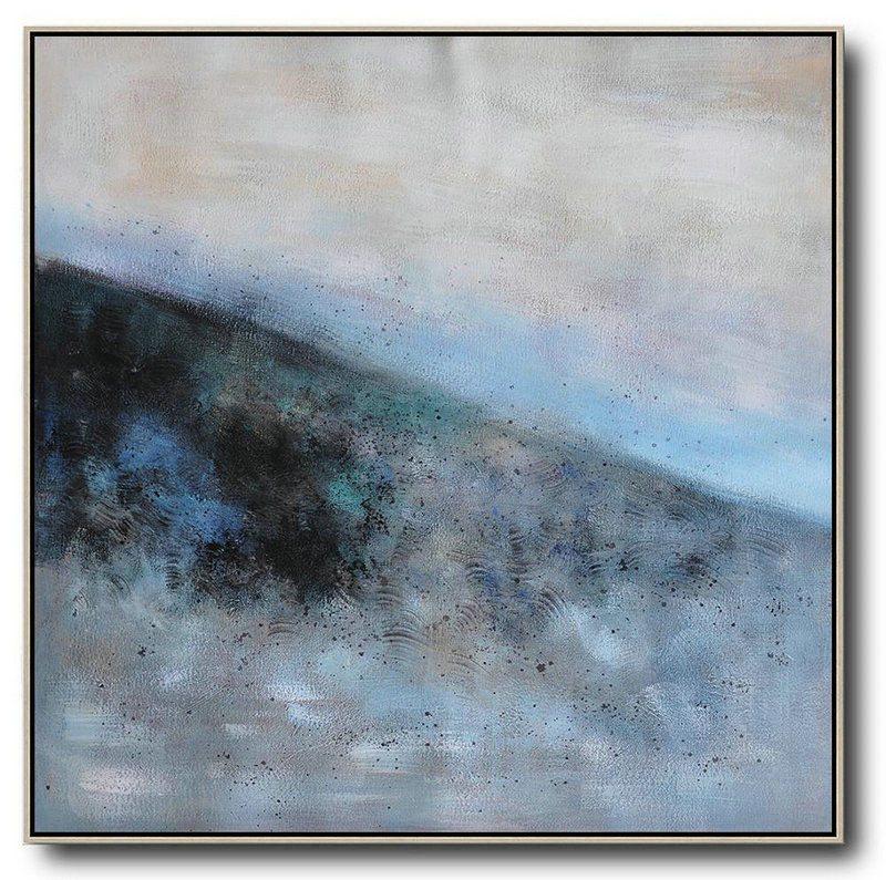 Extra Large Abstract Painting On Canvas,Oversized Abstract Landscape Painting,Extra Large Canvas Art,Handmade Acrylic Painting,Gray,Blue,Black.etc